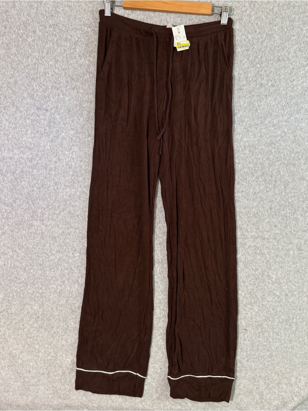 Auden Brown Ribbed Lounge Pants with Contrast Trim